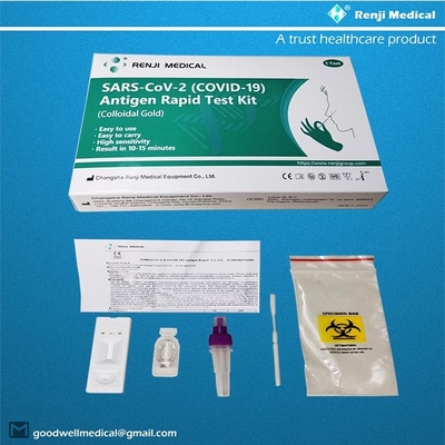 Renji COVID 19 Antigen Rapid Test Kit Nasal Swab Colloidal Gold 10 - 15Min