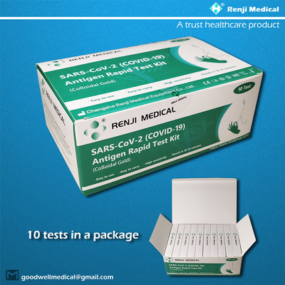 Renji COVID 19 Antigen Rapid Test Kit Nasal Swab Colloidal Gold 10 - 15Min
