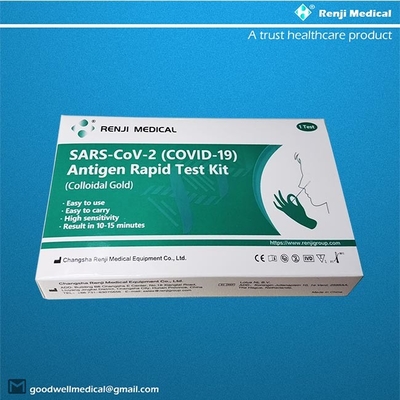 Renji COVID 19 Antigen Rapid Test Kit Nasal Swab Colloidal Gold 10 - 15Min