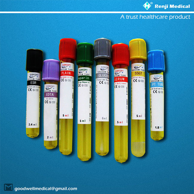 Tube jetable de collection de sang de vide de PET/Glass, fioles de prise de sang de plasma