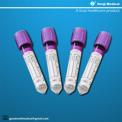 Tubes jetables de collection de sang de vide d'EDTA utilisés en hématologie 5ml 6ml