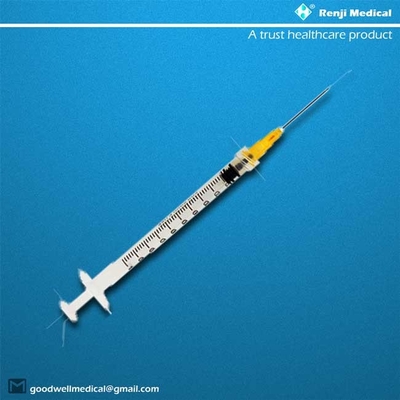 Consommables médicaux jetables stérilisés, seringue 1ml de la classe III avec l'aiguille