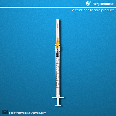 Consommables médicaux jetables de MSDS, seringue de serrure de 25G 1ml Luer avec l'aiguille