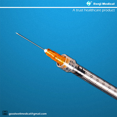 Consommables médicaux jetables de MSDS, seringue de serrure de 25G 1ml Luer avec l'aiguille